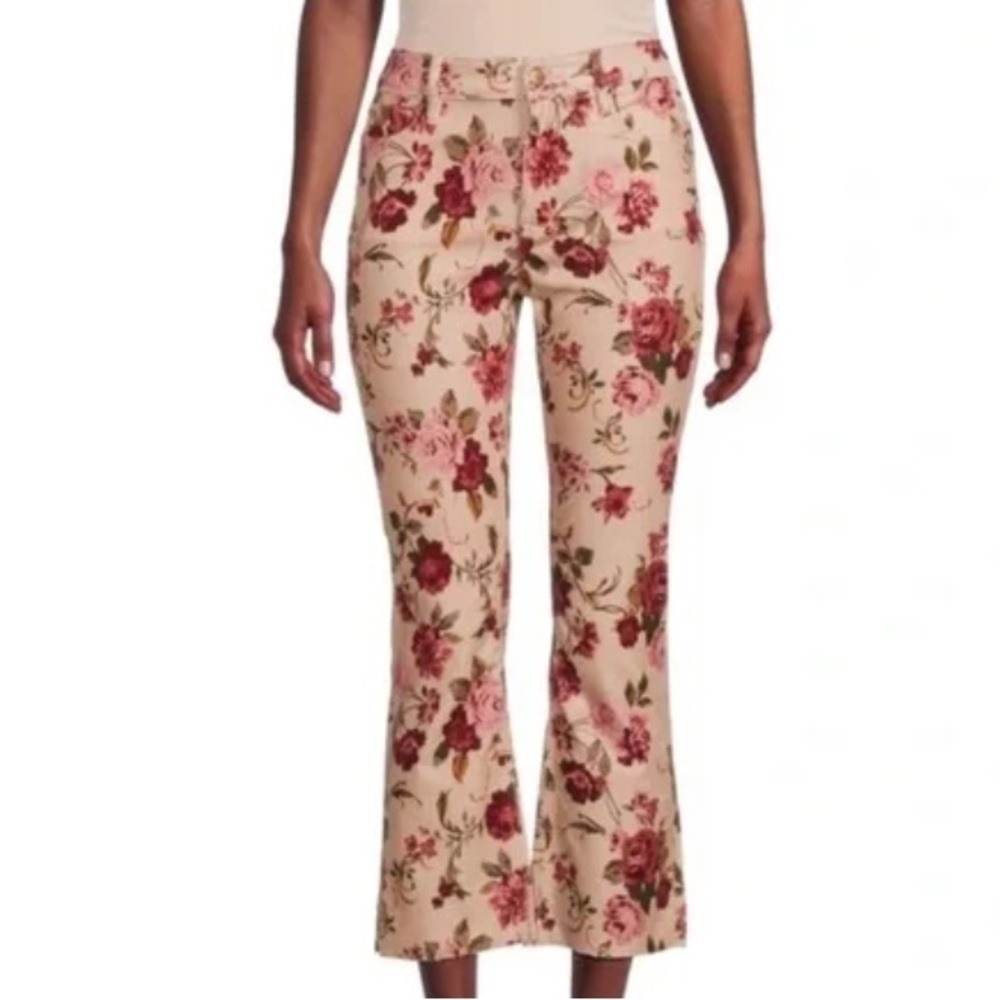 Driftwood Women 28 Boho Retro Festival Meg Floral Flare Cropped Corduroy Pants